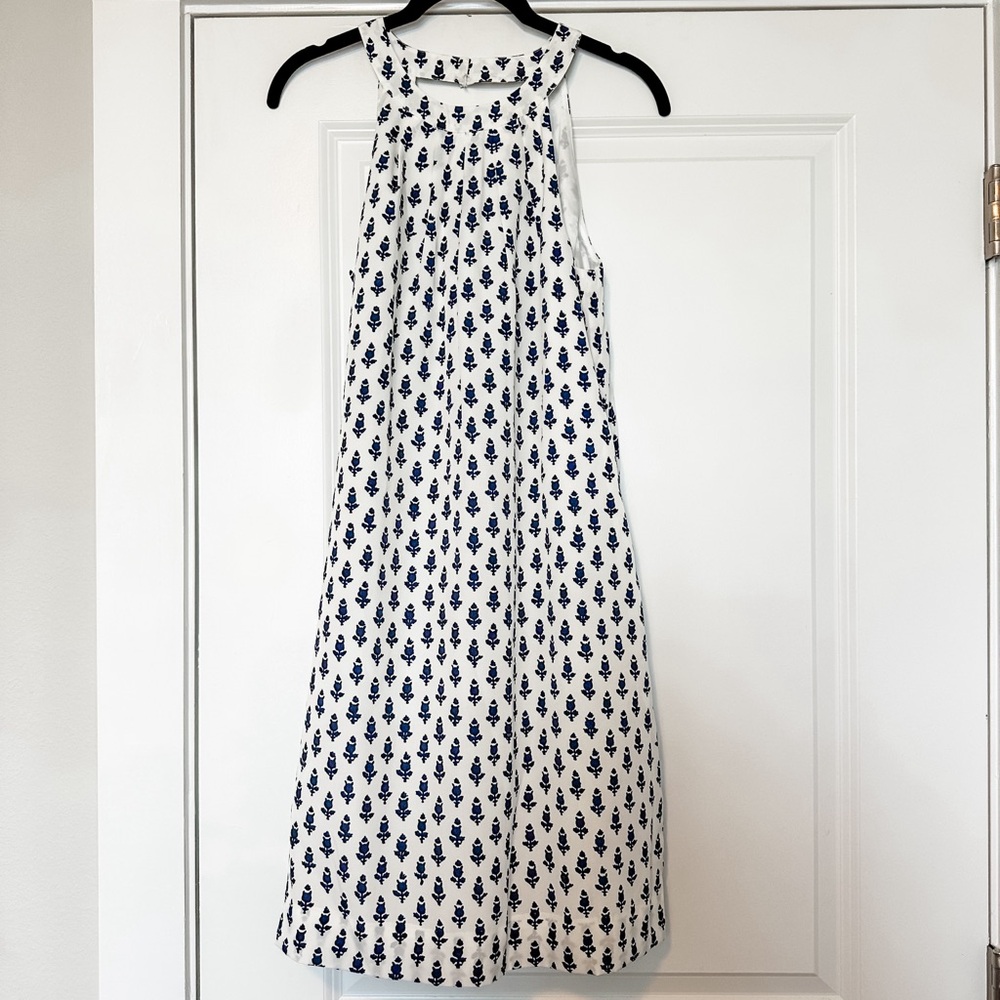 J. Crew Halter Dress, Blue + White, Size 4